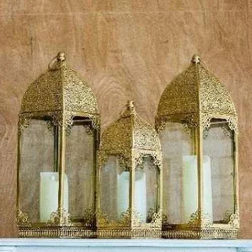 (SM) Candle Lantern Moroccan Gold - S