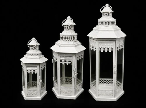 (SM)  Candle Lantern Off White - M