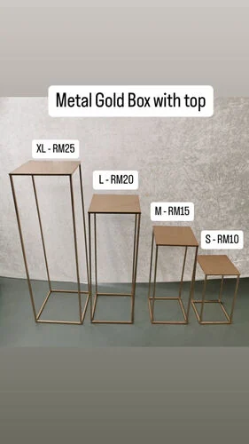 ™ Metal Gold Box with Top  - L - 32 inch (H) x 11 inch (W)